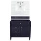 James Martin Vanities Brittany 36" Single Bathroom Vanity in Victory Blue with 3 cm Arctic Fall Solid Surface Top and Rectangle Sink, , large