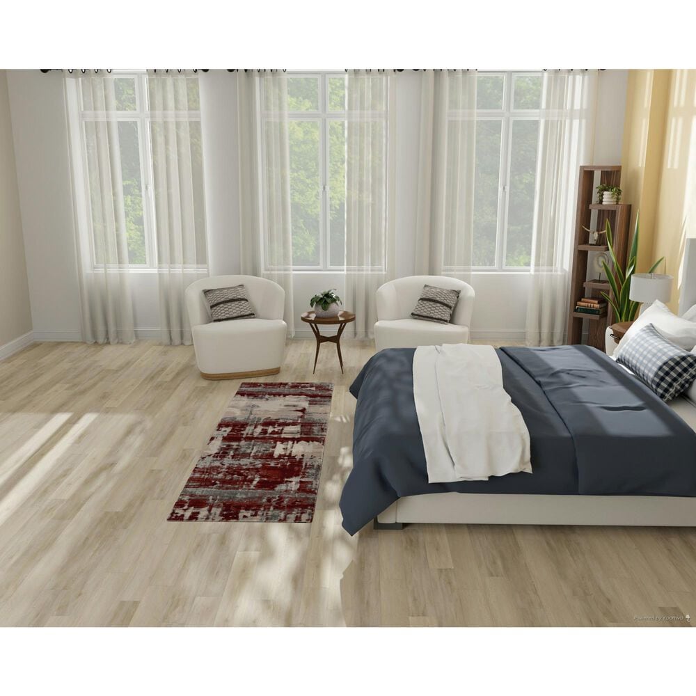 Nourison Maxell Ivory and Red 2&#39;2&quot; x 7&#39;6&quot; Runner, , large