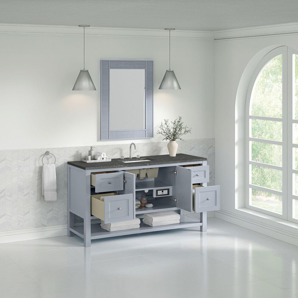 James Martin Vanities Breckenridge 60" Single Bathroom Vanity in Serenity Blue with 3 cm Parisien Bleu Quartz Top, Rectangular Sink and FreePower Wireless Charger, , large