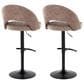 LumiSource Renee Adjustable Swivel Bar Stool with Brown Fabric Upholstery in Black (Set of 2), , large