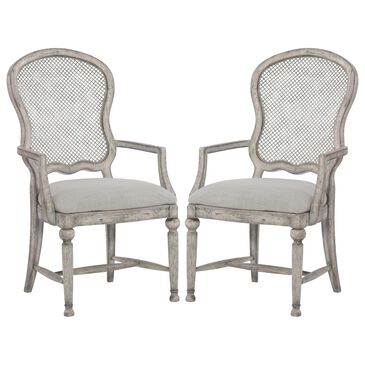 Hooker Furniture Boheme Gaston Metal Back Arm Chair with Grey Cushion in Mercantile White (Set of 2), , large