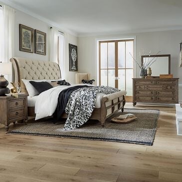Belle Furnishings Americana Farmhouse 4 Piece Queen Bedroom Set in Dusty Taupe and Black, , large