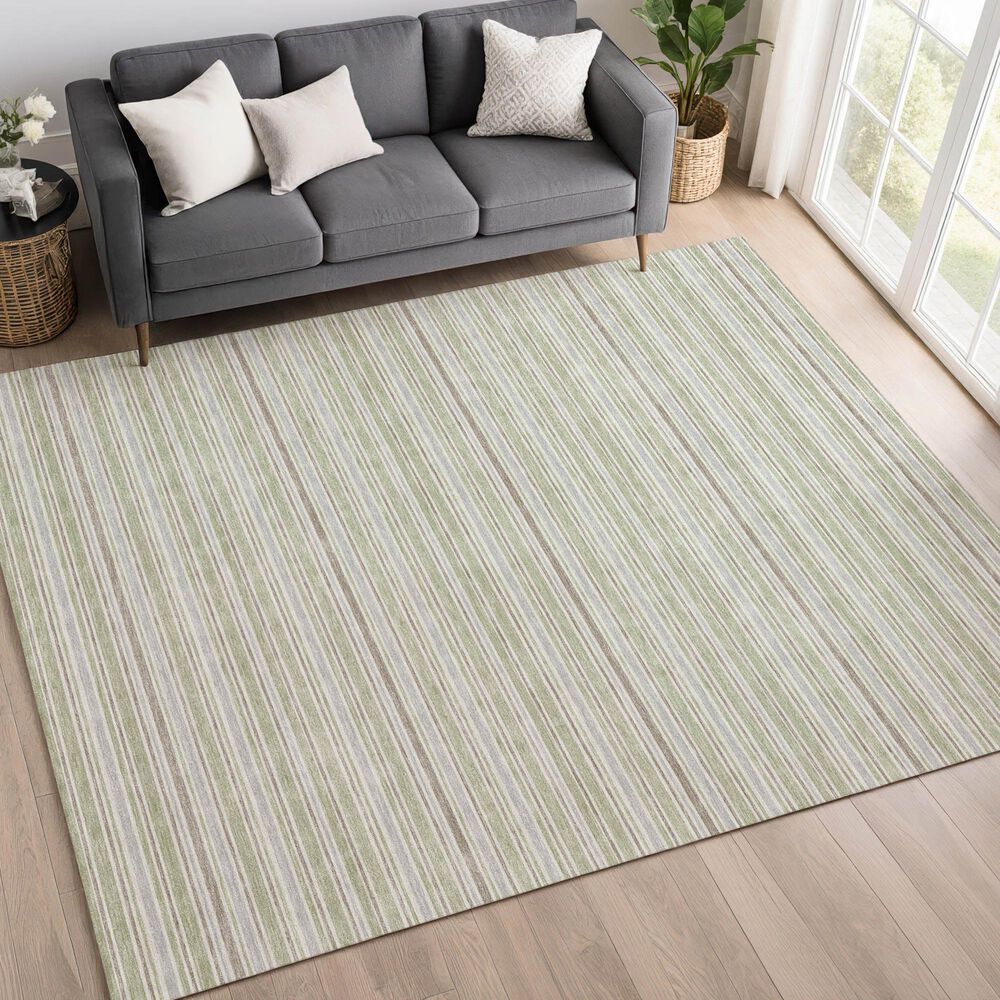Dalyn Rug Company Soft Essentials Striped Celery 3' x 5' Indoor/Outdoor Area Rug, , large