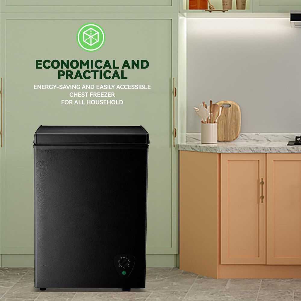 HOMLUX 3.5 Cu. Ft. Chest Freezer with Adjustable Thermostat in Black, , large