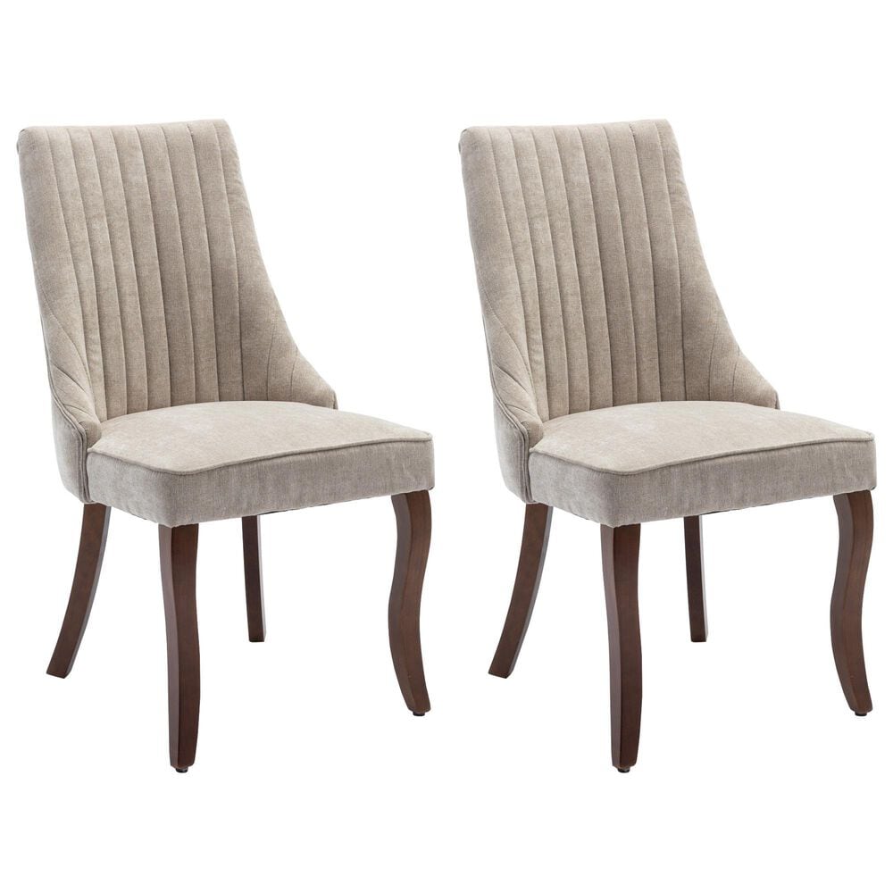 Hearth and Haven Rayon Side Chair with Beige Cushion in Light Brown (Set of 2), , large