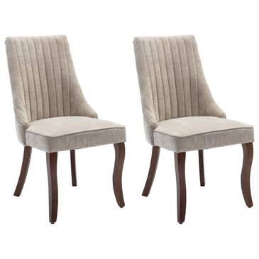 Hearth and Haven Rayon Side Chair with Beige Cushion in Light Brown (Set of 2), , large