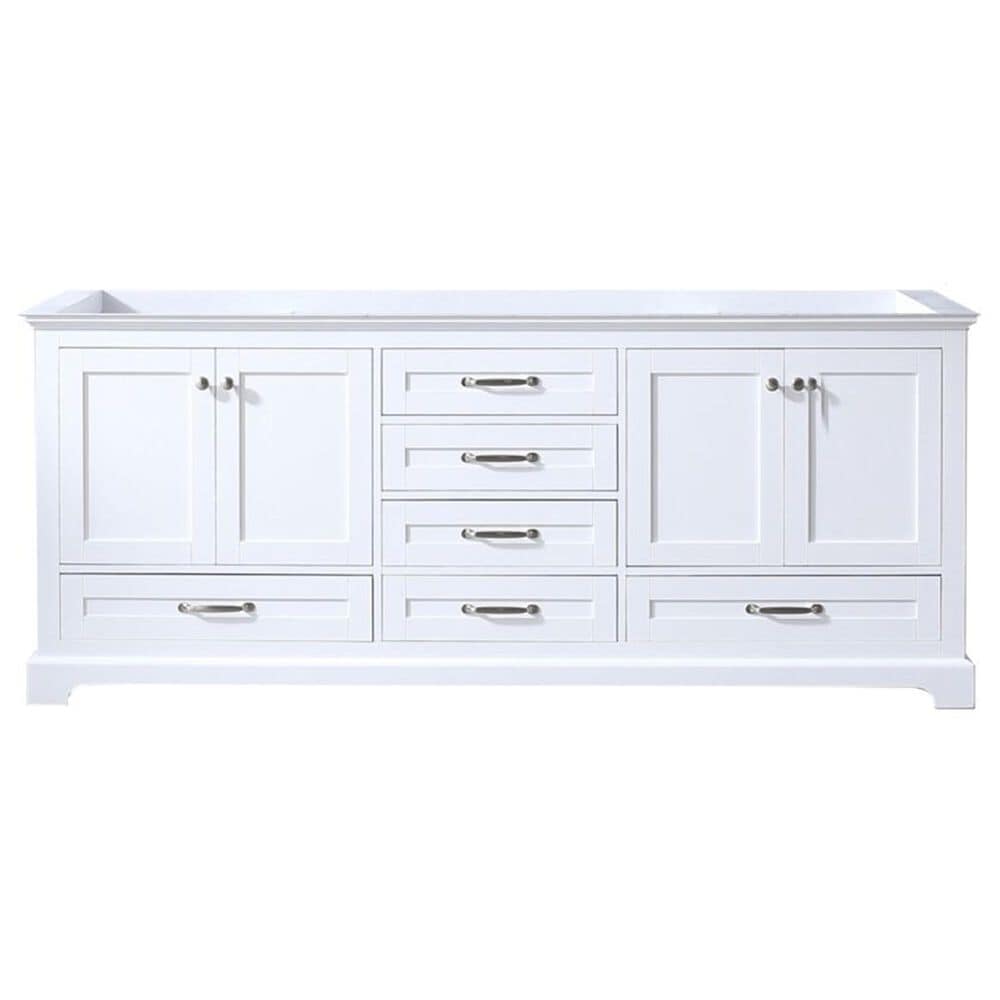 Lexora Home Dukes 80&quot; Double Bathroom Vanity in White with 2 cm White Cultured Marble Top and Rectangular Sinks, , large