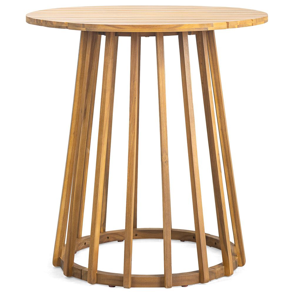 Hearth and Haven 3-Piece Outdoor Bistro Set with Round Table in Teak, , large