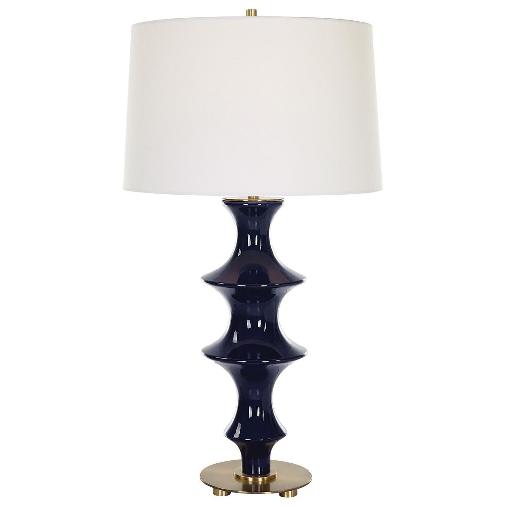 Uttermost Coil Table Lamp in Cobalt and Antique Brass, , large