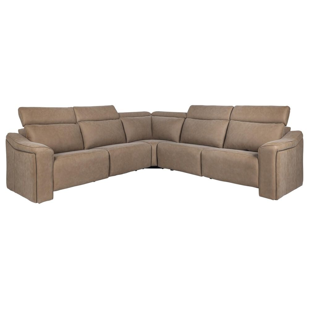 Elran Furniture Bennett 5-Piece Power Symmetrical Reclining Sectional with Power Headrests in Putty, , large