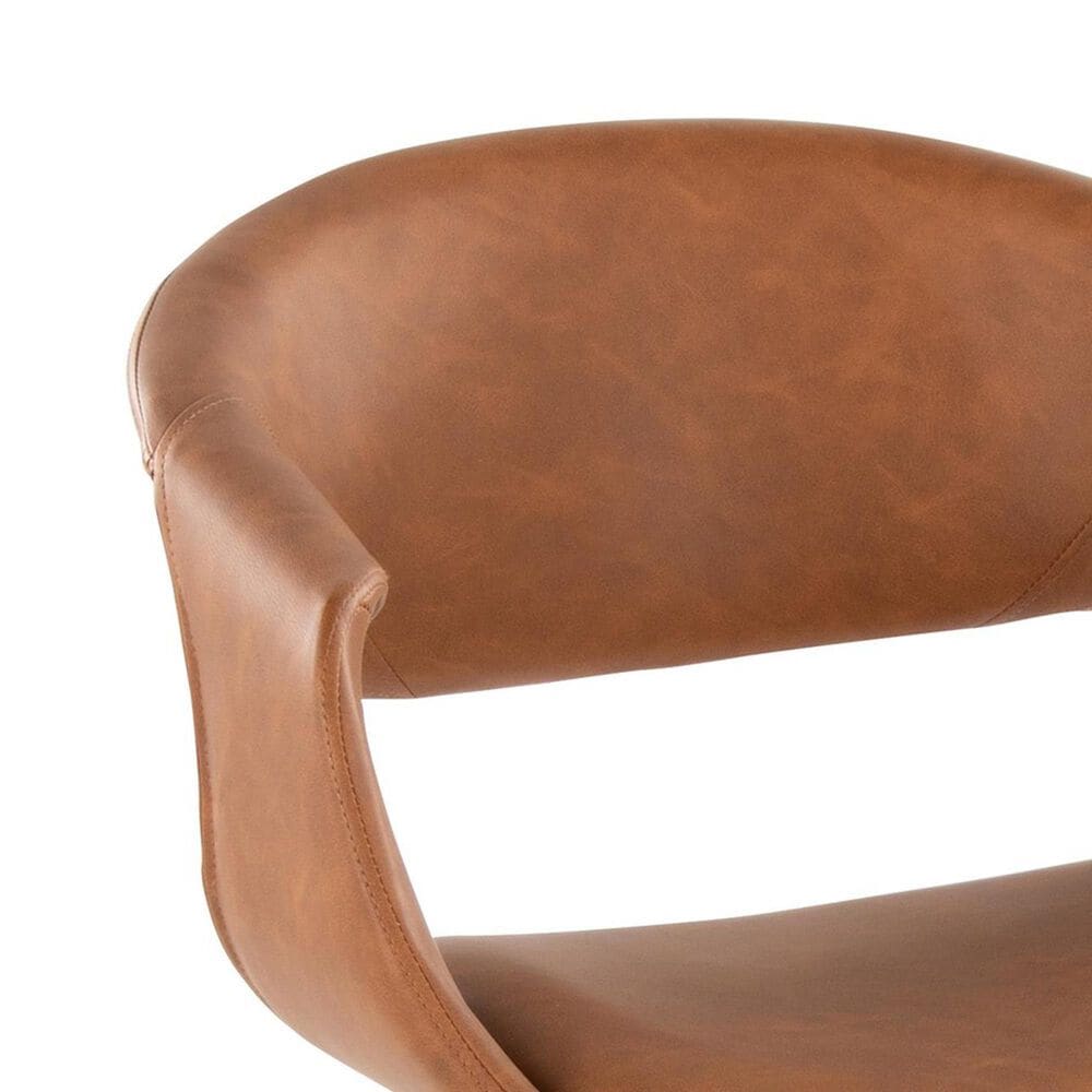 LumiSource Curvo Arm Chair with Camel Faux Leather Cushion in Whitewashed (Set of 2), , large
