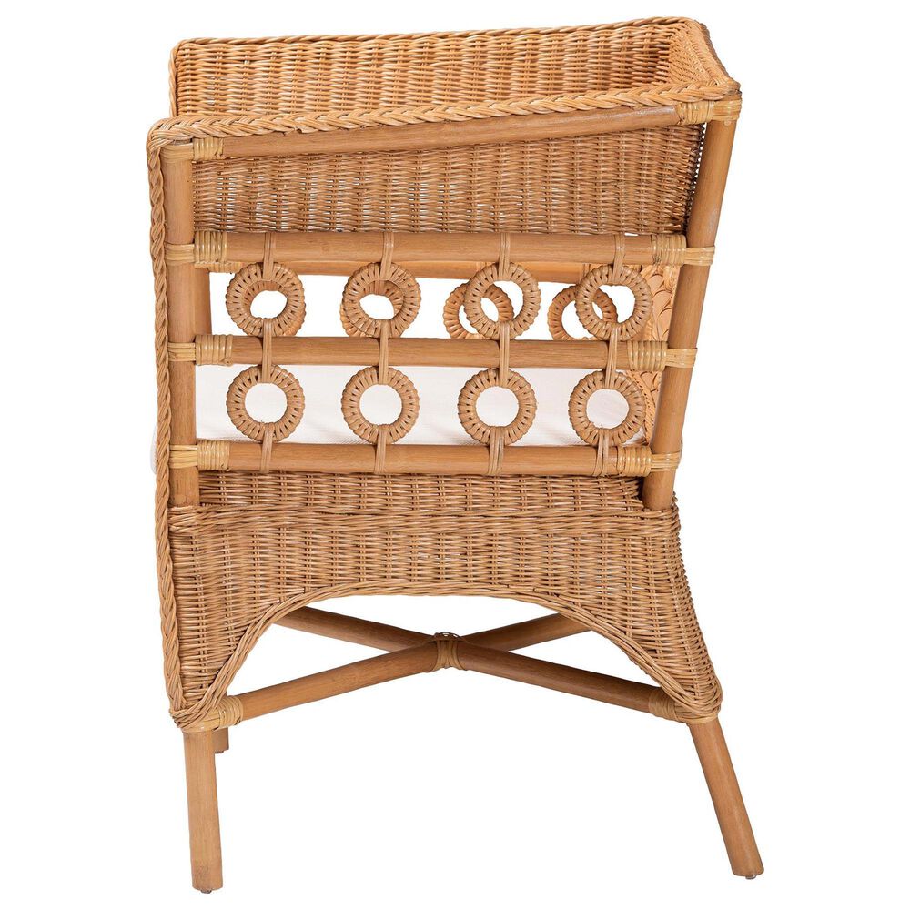 Baxton Studio Oxford Rattan Arm Chair in White, , large