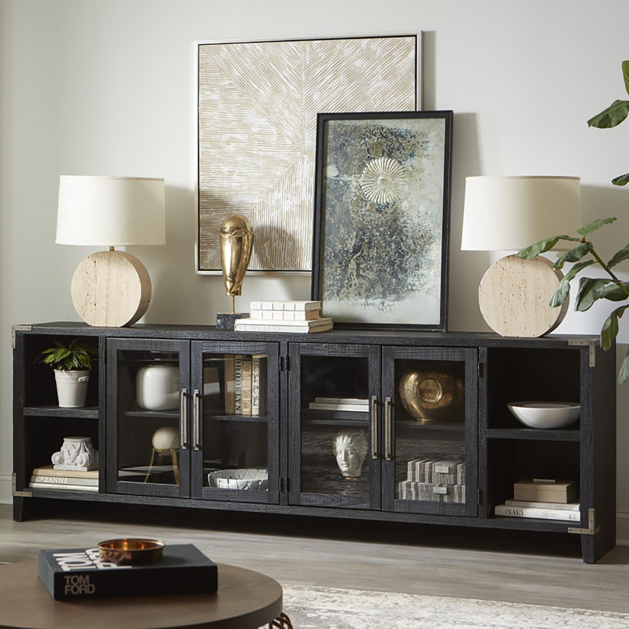 Large black media deals console