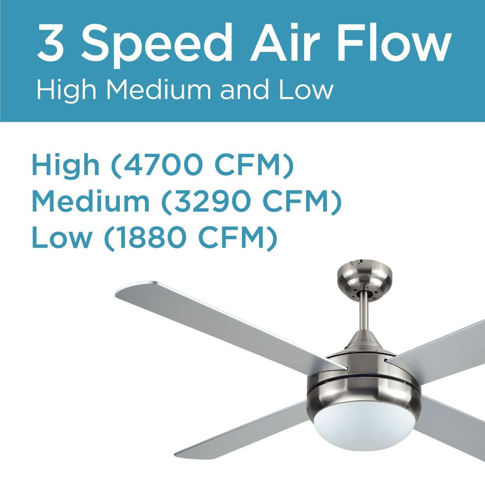 Black+Decker 52&quot; 4-Blade Standard Ceiling Fan with Light and Remote Control in Brushed Nickle and Silver, , large