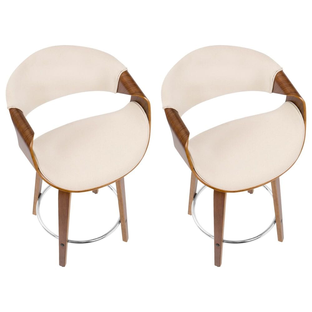 Lumisource Curvo Counter Stool in Cream &#40;Set of 2&#41;, , large