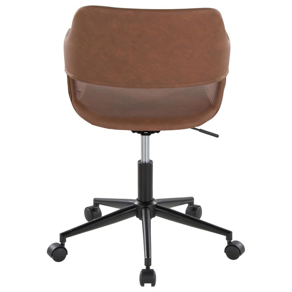 Lumisource Margarite Task Chair with Brown Faux Leather Cushion in Black, , large