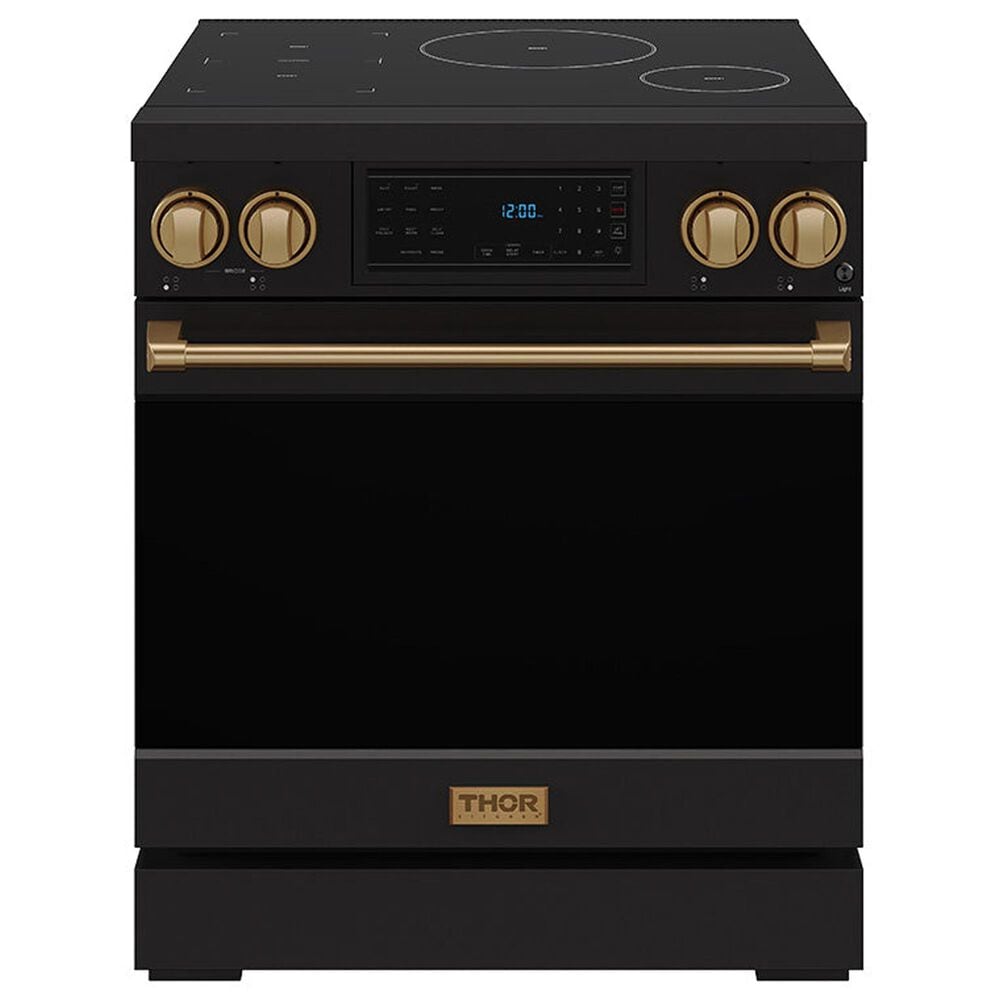 Thor Kitchen Gordon Ramsay 4.8 Cu. Ft. Professional Induction Range with Bronze Handle Kit in Black, , large