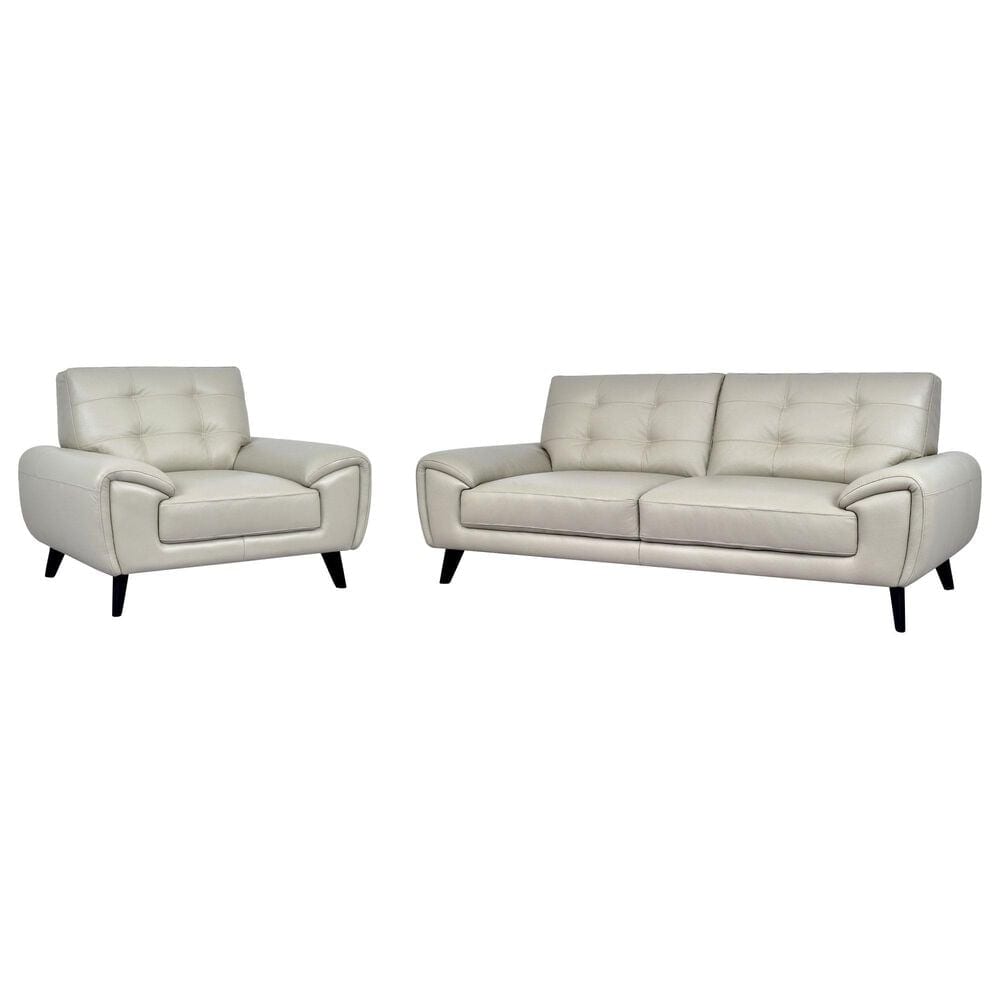 Chateau d"Ax Stationary Leather Sofa and Chair Set in Beige, , large