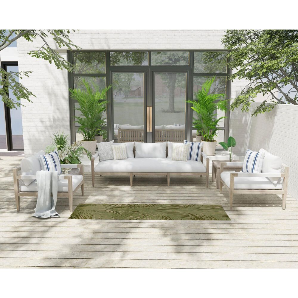 Nourison Aloha ALH41 2' x 6' Ivory and Green Indoor/Outdoor Runner, , large