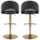 LumiSource Renee Adjustable Swivel Bar Stool with Black Faux Leather Upholstery in Gold (Set of 2), , large
