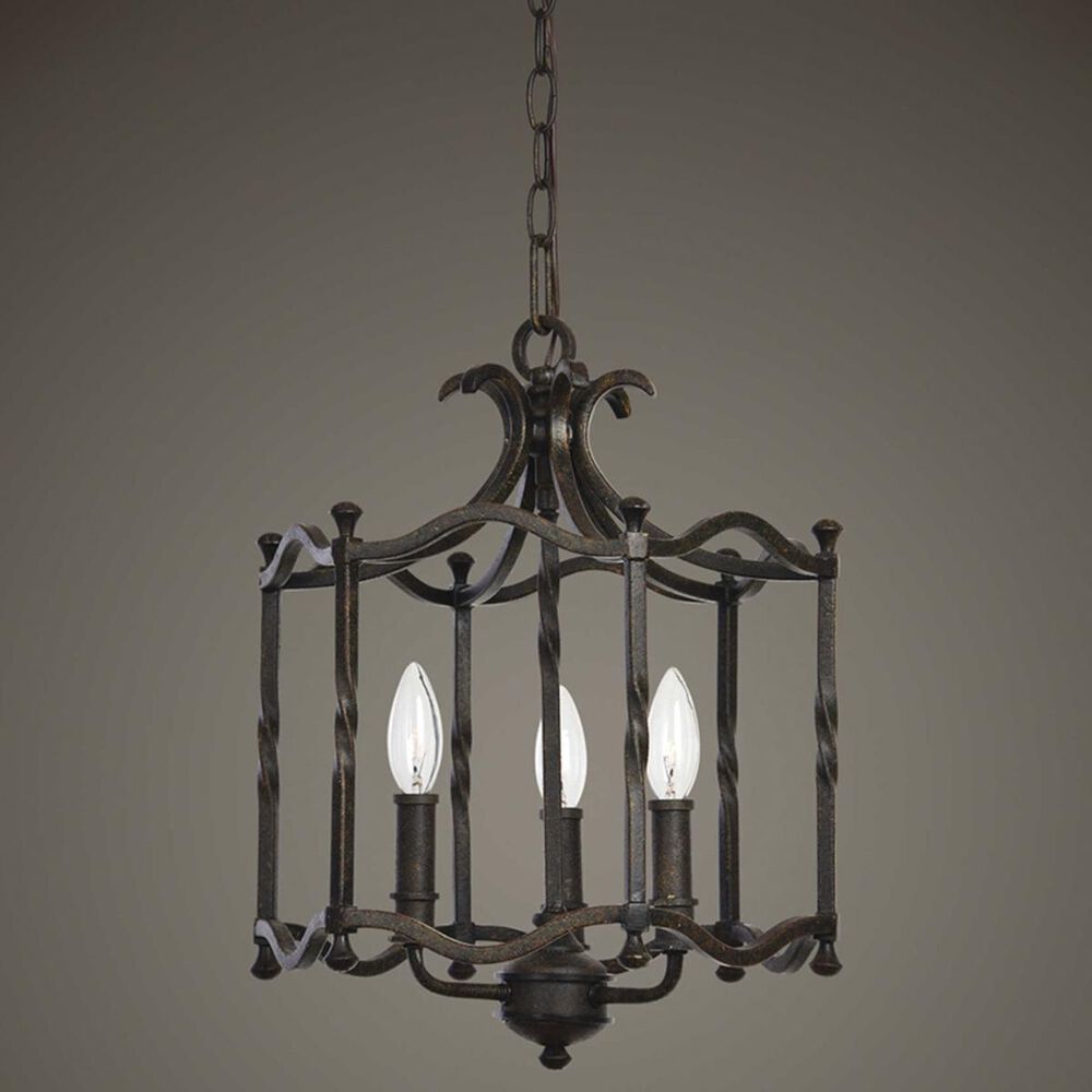 Uttermost Candela 3 Light Pendant in Distressed Rust Iron, , large
