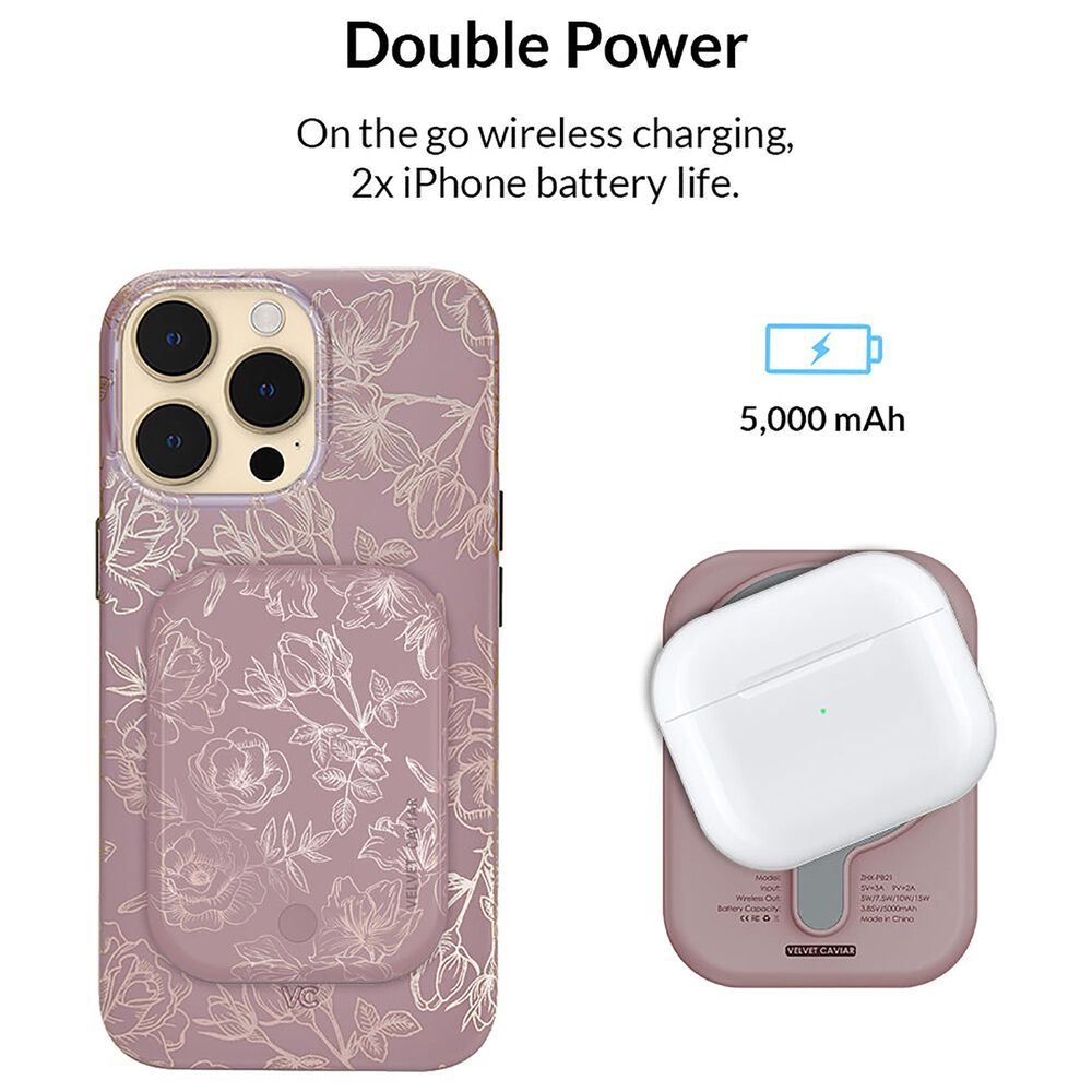 Velvet Caviar 5000 mAh MagSafe Battery Power Pack in Dusty Rose Chrome, , large