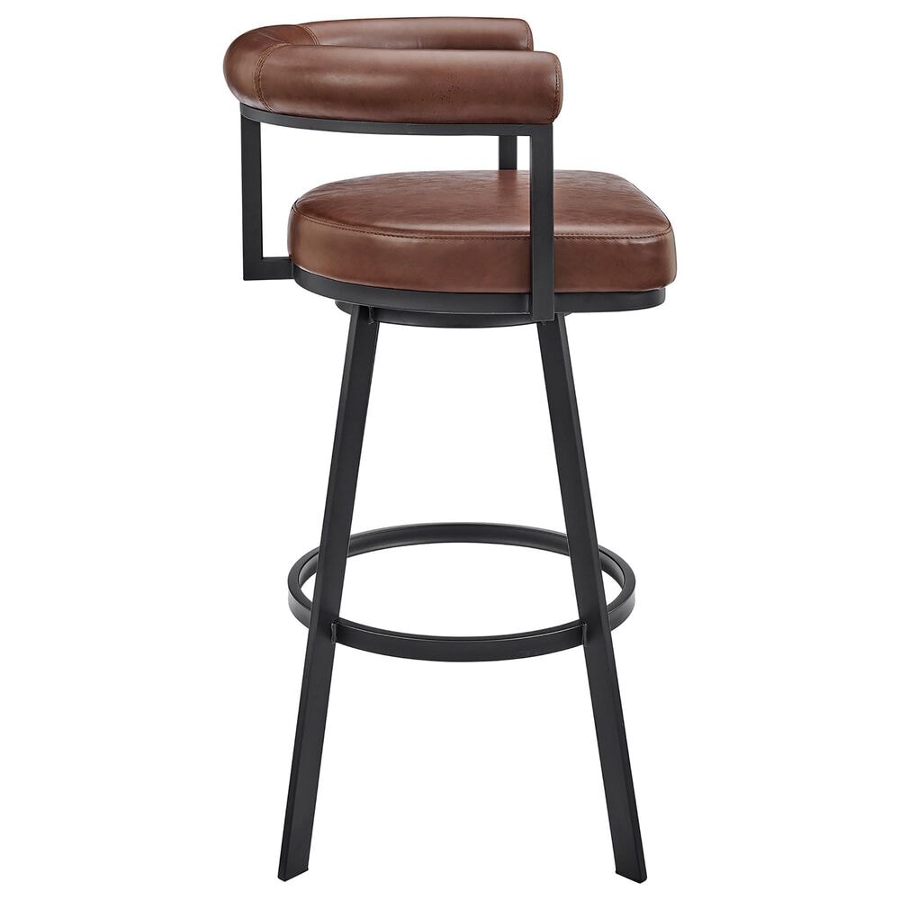 Blue River Magnolia 26&quot; Swivel Counter Stool in Black Metal with Brown Faux Leather, , large