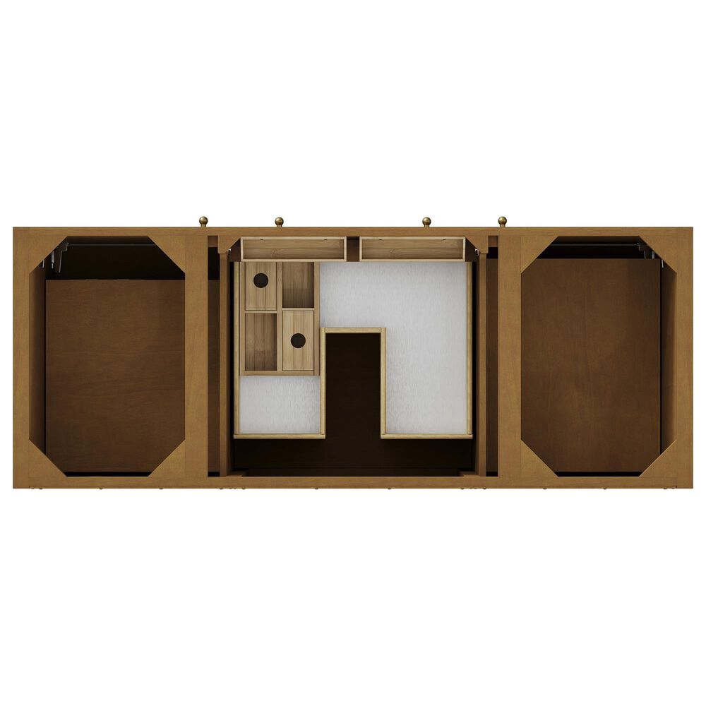 James Martin Hudson 60" Single Bathroom Vanity in Honey Oak with 3 cm Victorian Silver Silestone Top, Rectangular Sink and FreePower Wireless Charger, , large