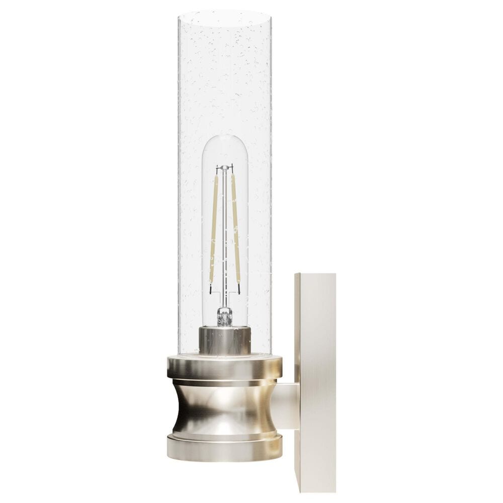 Hunter Lenlock 1-Light Wall Sconce with Seeded Shade in Brushed Nickel, , large