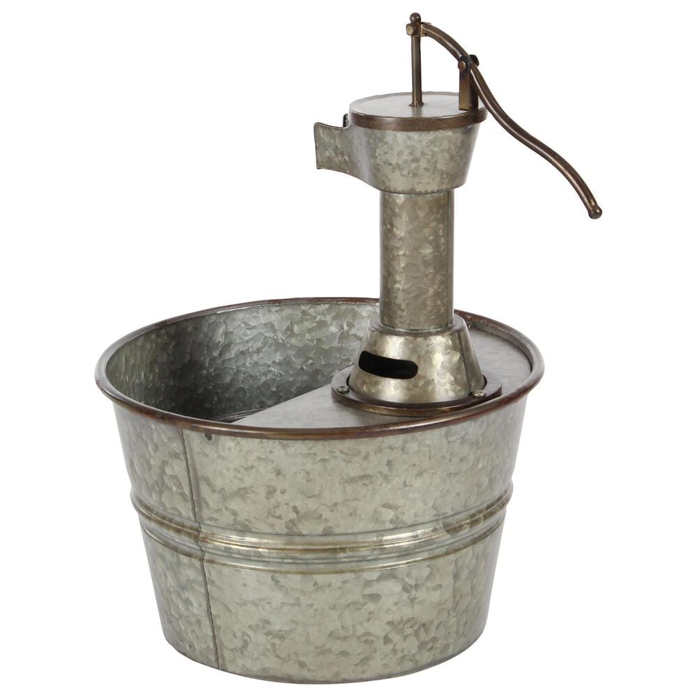 Maple and Jade Indoor/Outdoor Fountain with Pump Faucet in Galvanized Gray, Rusted Brown and Black, , large