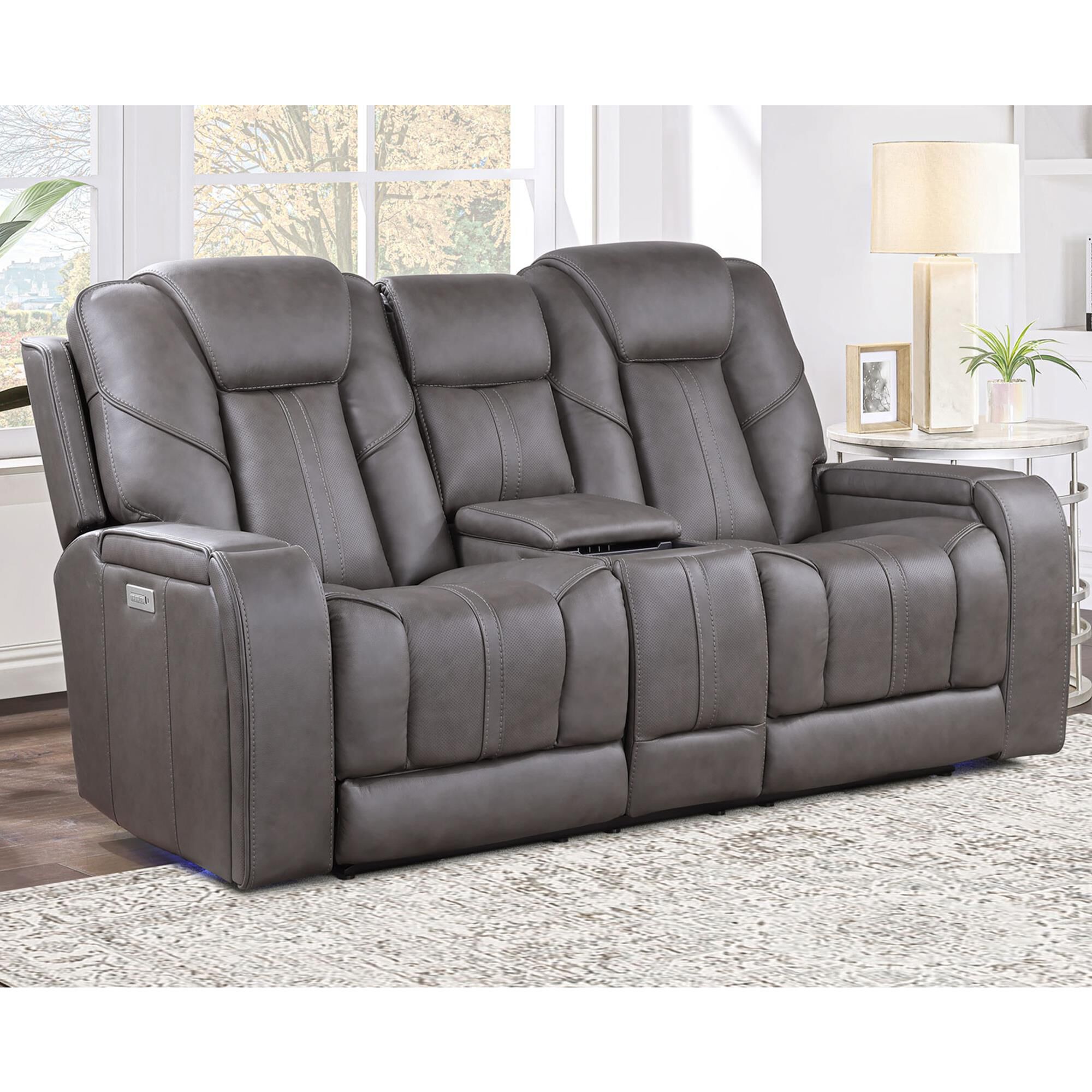 Crystal City Daniel Triple Power Reclining Loveseat in Mossy Gray