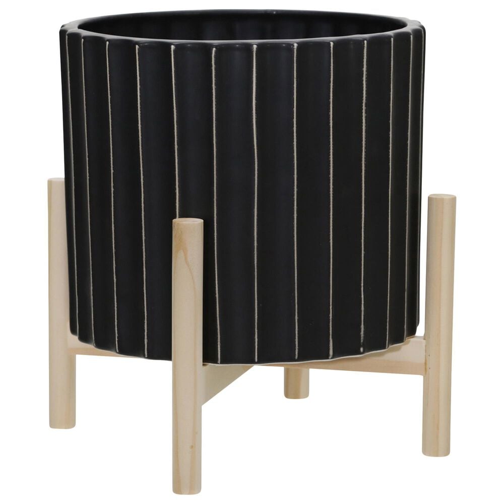 Sagebrook Home 12" Planter with Stand in Black, , large