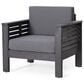 Hearth and Haven Outdoor Acacia Wood Club Chair with Dark Gray Cushions in Gray, , large