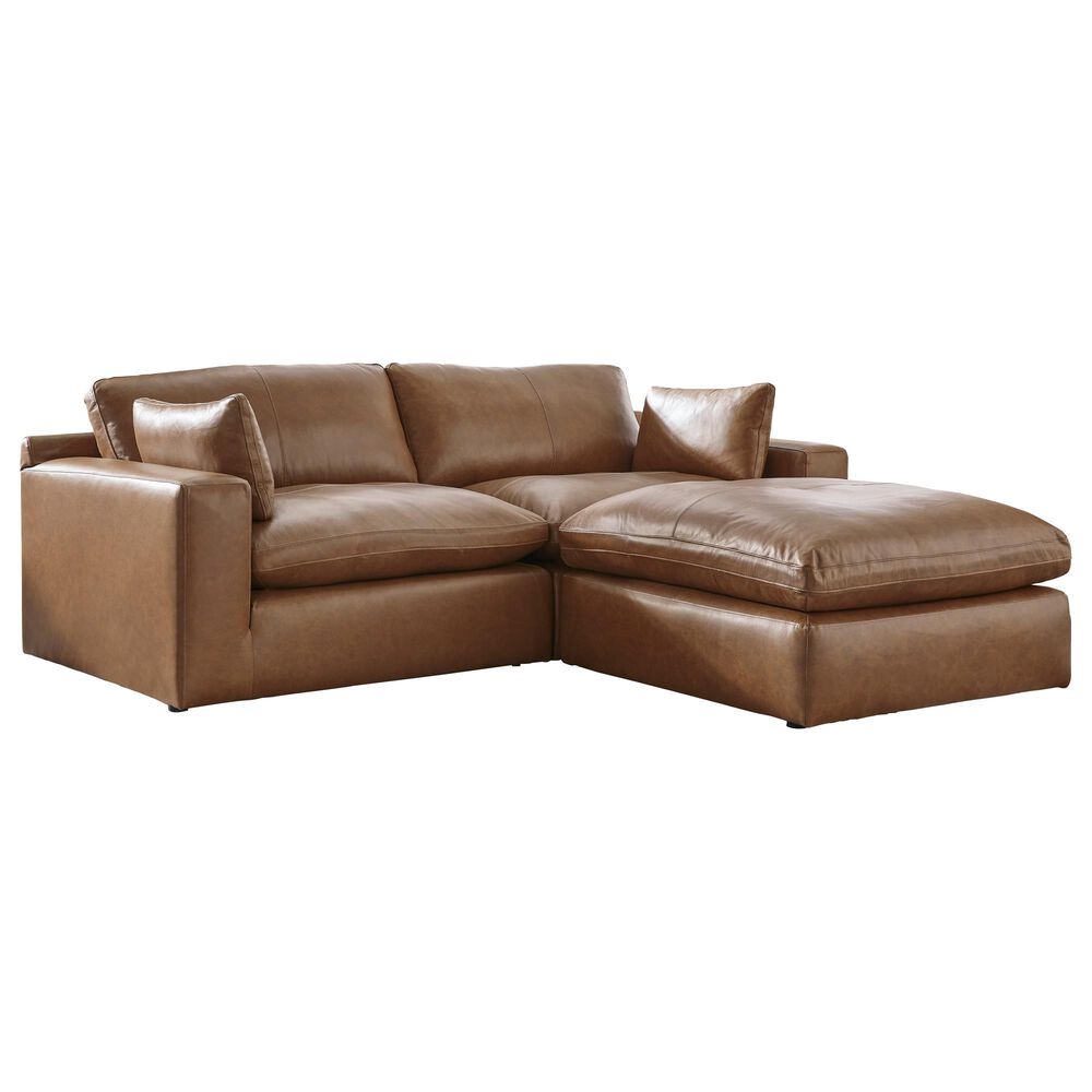 Ashley Emilia 3-Piece Stationary Reversible Sectional with Ottoman in Caramel, , large