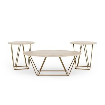 Ashley Tarica Occasional Table Set in Light Gold (Set of 3), , large
