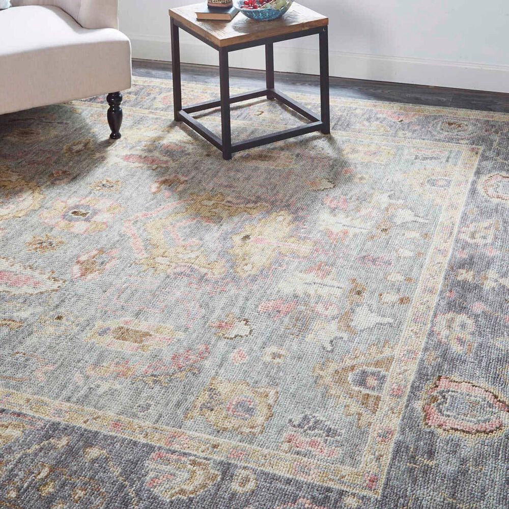 Feizy Carrington 5&#39;6&quot; x 8&#39;6&quot; Gray and Pink Area Rug, , large