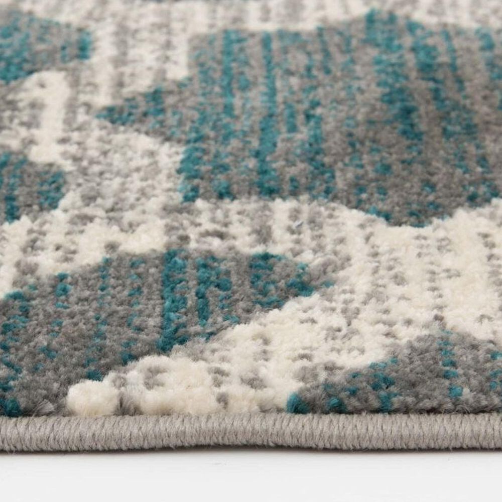 Central Oriental Terrace Tropic Newell 5&#39; x 7&#39; Stone and Turquoise Area Rug, , large