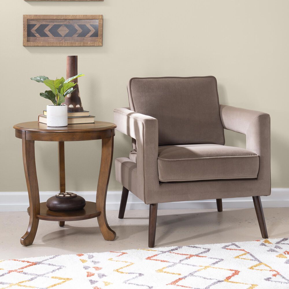 Linon Home Decor Aubert Round Side Table in Hazelnut, , large