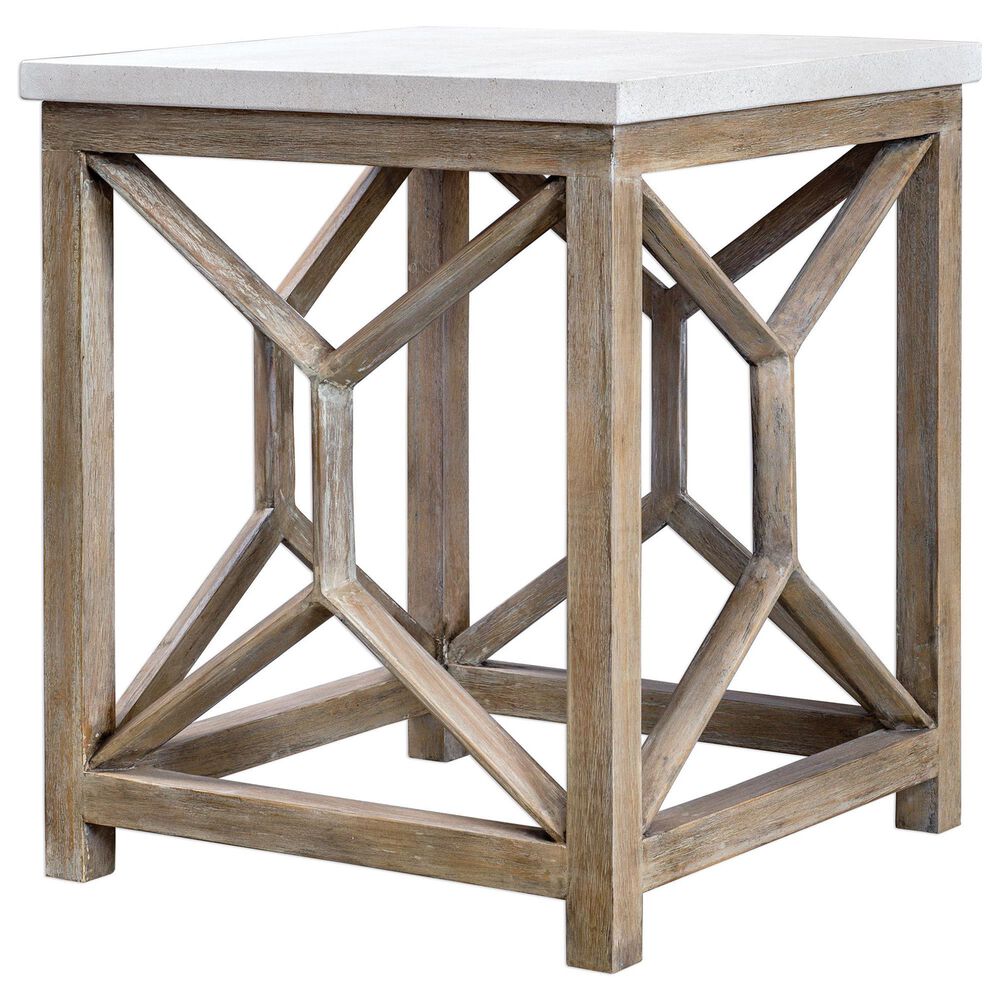 Uttermost Catali 22" End Table in Light Brown Wood and Grey, , large