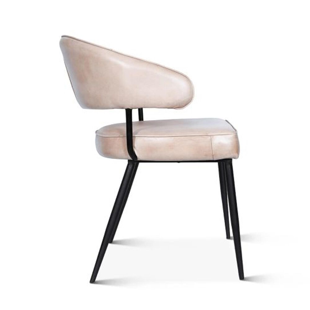 Home Trends &amp; Design Essex Dining Chair in Top Grain Leather Antique Ivory, , large