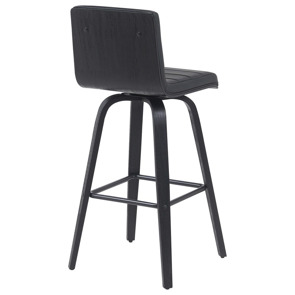 Armen Living Vienna Swivel Bar Height Stool with Black Upholstery in Black Brushed, , large