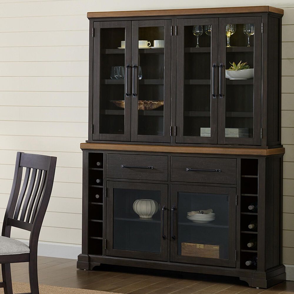 Mayberry Hill Montrose Server with Hutch in Espresso and Brown, , large