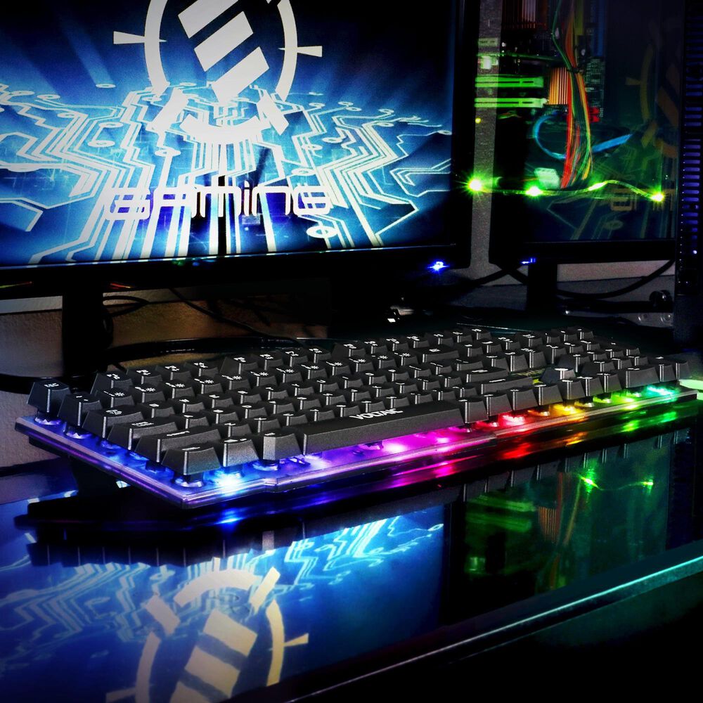 Enhance Voltaic 2 Mechanical-Feel Gaming Keyboard in Black and Clear, , large