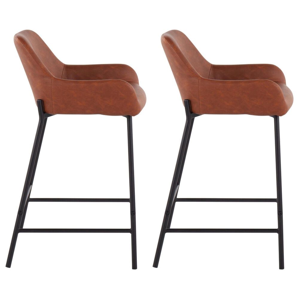 LumiSource Daniella 24" Counter Stool with Camel Upholstery in Black (Set of 2), , large