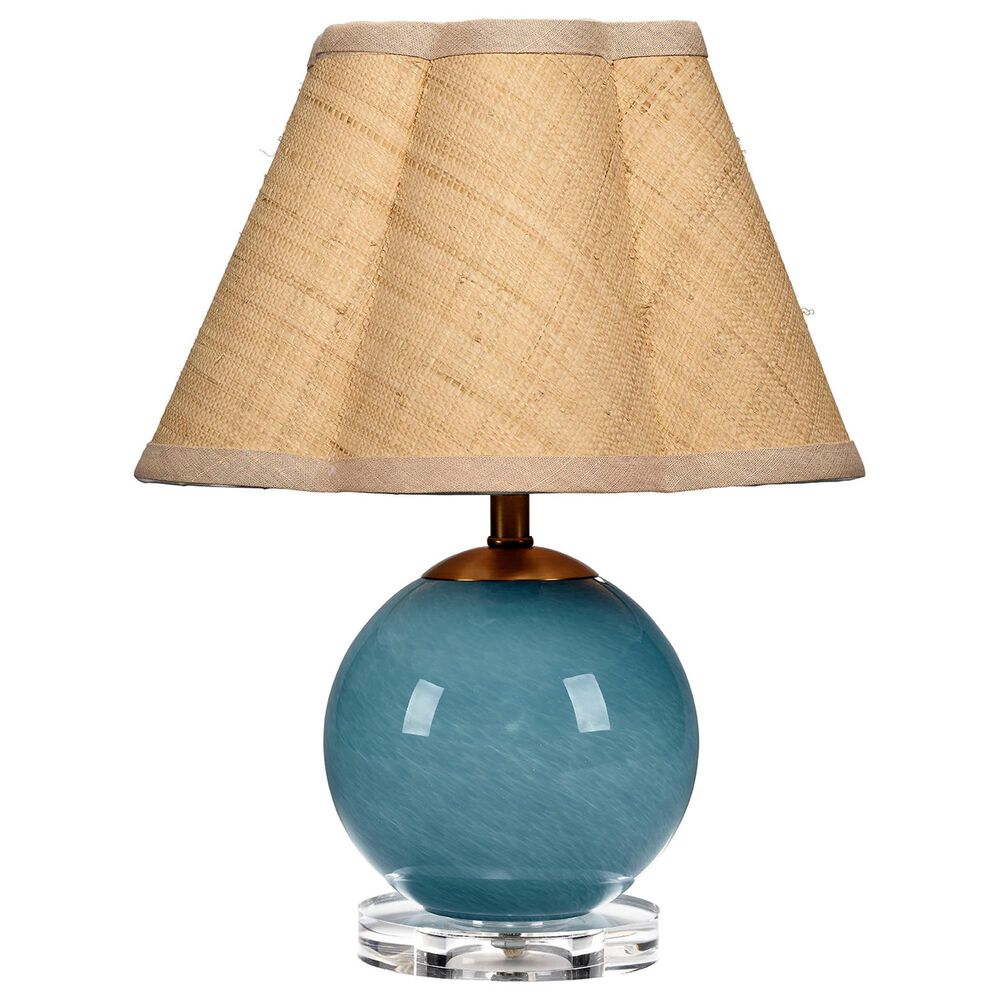 Jamie Young Nola Blown Glass Table Lamp with Raffia Shade in Blue, , large