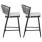 Hearth and Haven 26" Outdoor Counter Stool with Matte Black Frame in Light Gray (Set of 2), , large