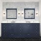 Lexora Home Dukes 84" Double Bathroom Vanity in Navy Blue with 2 cm White Quartz Top and Rectangular Sinks, , large