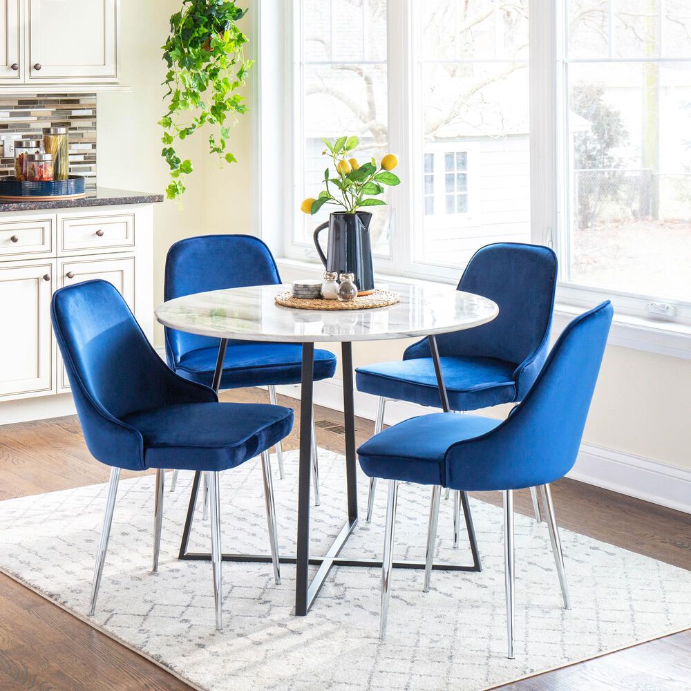 Lumisource Marcel Dining Chair in Navy Blue/Chrome (Set of 2) NFM