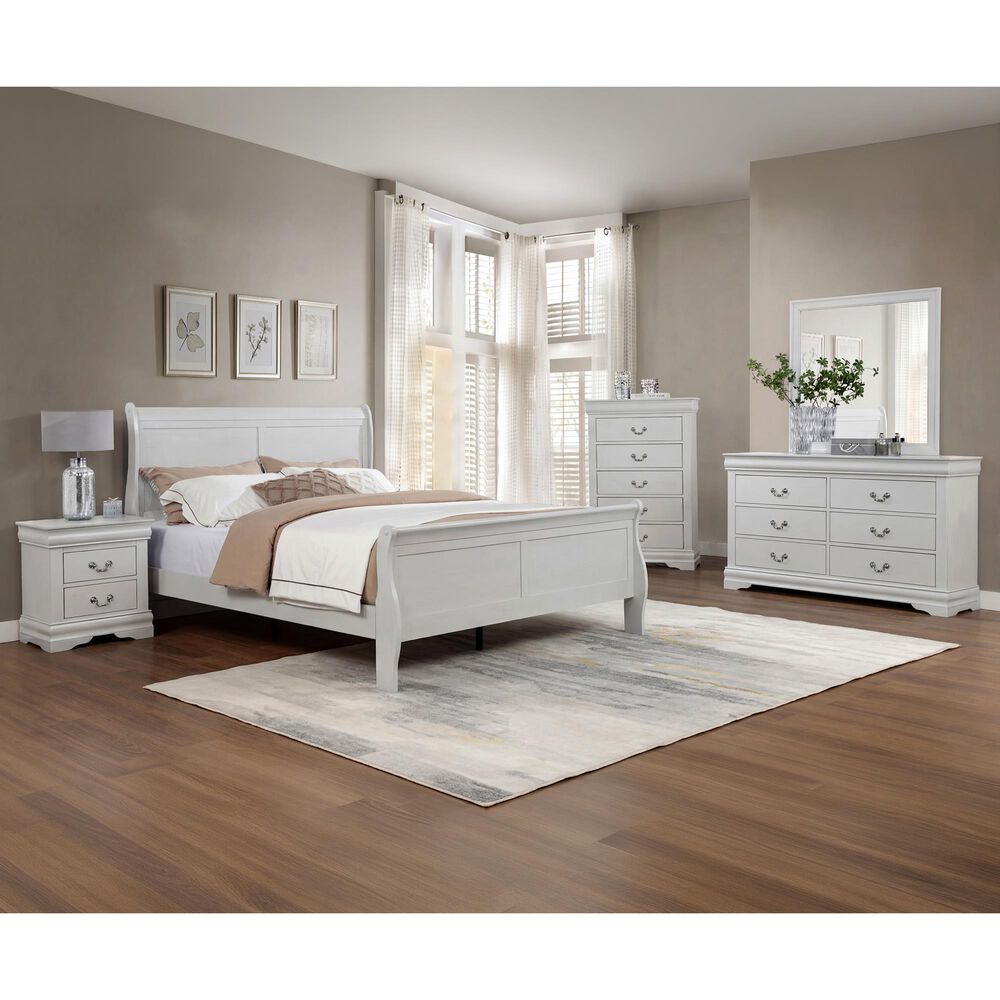 Crown Mark Louis Philip Queen Sleigh Panel Bed in Greige, , large