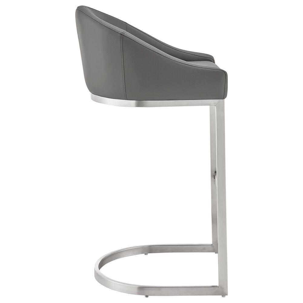 Blue River Katherine 26&quot; Counter Stool with Gray Cushion in Brushed Stainless Steel, , large